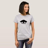 Modern Zwarte Vleermuis & Calligrafie T-Shirt (Voorkant volledig)
