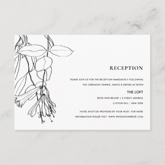 MODERN ZWARTE WITTE LIJN DIE FLORAAL ONTVANGT INFORMATIEKAARTJE (Voorkant)