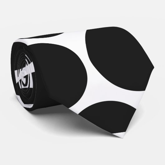 MODERN ZWARTE, WITTE POLKA DOTS STROPDAS (Opgerold)