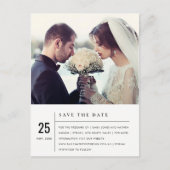 MODERN ZWARTE WITTE TYPOGRAFIE FOTO BEWAREN DE DAT AANKONDIGINGSKAART (Voorkant)