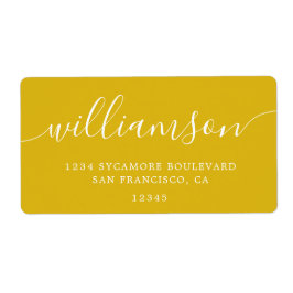 Modern Zwavelgeel Script Familie Retouradres Etiket