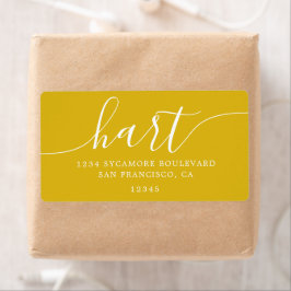 Modern Zwavelgeel Script Familie Retouradres Etiket