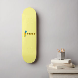 Modern zweden zweeds Art Letter kaart Vlag Souveni Persoonlijk Skateboard