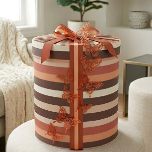 Moderna Linear Terracotta & Abrikoos Cadeaupapier