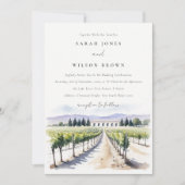 Moderna Moda acuarela Vineyard Boda paisajístico Kaart (Voorkant)