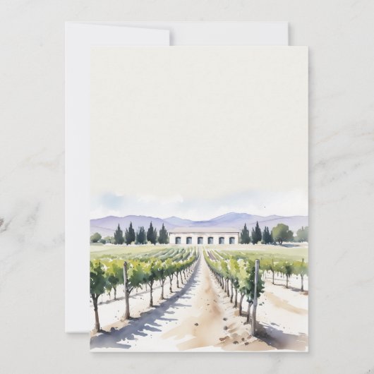 Moderna Moda acuarela Vineyard Boda paisajístico Kaart (Achterkant)