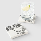 ModernBlackandwhiteCirclestripes Stone Onderzetter (Zijkant)