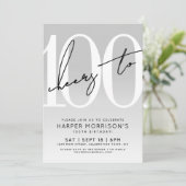 Moderne 100e verjaardag uitnodiging (Staand voorkant)