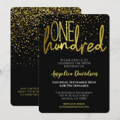 Moderne 100e verjaardag zwart goud kaart (Voorkant / Achterkant)