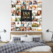 Moderne 100e verjaardagscadeau met multi-fotoscrip canvas afdruk (Insitu (Slaapkamer))