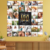 Moderne 100e verjaardagscadeau met multi-fotoscrip canvas afdruk (Insitu (Woonkamer))