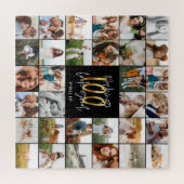 Moderne 100e verjaardagscadeau met multi-fotoscrip legpuzzel (Horizontaal)