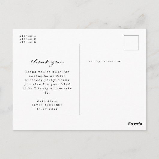 Moderne 10 + 1 Photo Collage Verjaardagsfeest Dank Briefkaart (Achterkant)