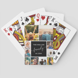 Moderne 10 foto collage grid liefde familiemanuscr pokerkaarten