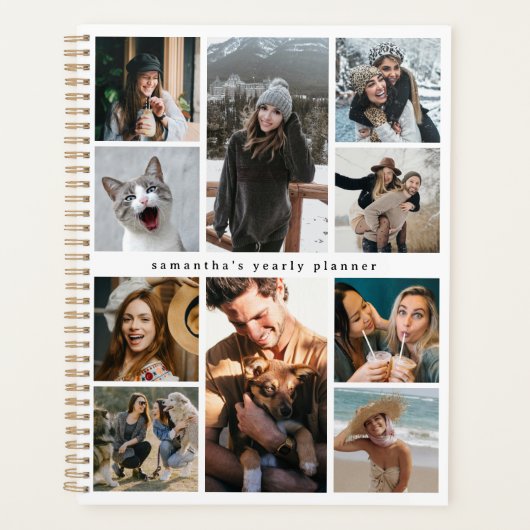 Moderne 10 fotocollage gepersonaliseerd jaar planner (Voorkant)