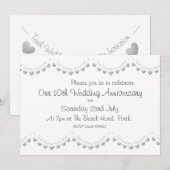 Moderne 10e huwelijksjubileum uitnodiging (Voorkant / Achterkant)