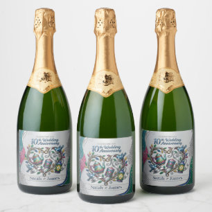 Moderne 10e huwelijksverjaardag We Do Party nog st Sparkling Wijnetiket