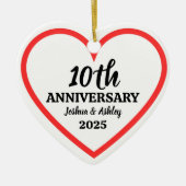 Moderne 10e Jubileum Custom Foto Red Heart Keramisch Ornament (Voorkant)