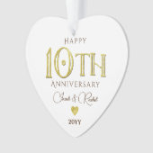 Moderne 10e Jubileum gouden Keepsake bruiloft Ornament (voorkant)