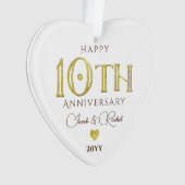 Moderne 10e Jubileum gouden Keepsake bruiloft Ornament (voorkant)