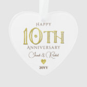 Moderne 10e Jubileum gouden Keepsake bruiloft Ornament (achterkant)