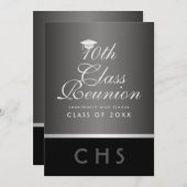 Moderne 10e klas reünie zilver zwart kaart (Voorkant / Achterkant)