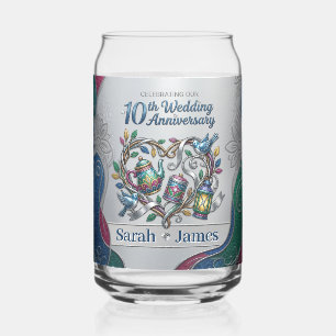 Moderne 10e tin aluminium huwelijksjubileum foto blikvorm glas