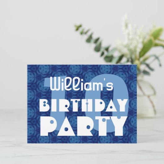 Moderne 10e verjaardag Blue Pattern for Boy Kaart (Staand voorkant)