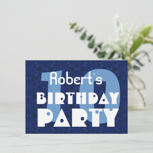 Moderne 10e verjaardag Blue Pattern for Boy Kaart (Staand voorkant)