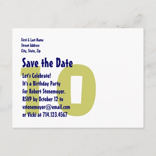 Moderne 10e verjaardagsfeest Save the Date Green V Aankondigingskaart (Achterkant)