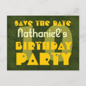 Moderne 10e verjaardagsfeest Save the Date Green V Aankondigingskaart (Voorkant)