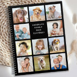 Moderne 11-foto-Collage Eenvoudige DIY aangepaste  Planner<br><div class="desc">Aangepaste kalender voor fotocollage. Houd al uw afspraken en programma handig met onze leuke fotoplanner die 9 foto's heeft om u te personaliseren en te noemen. Deze trendy fotocollage planner is perfect voor werkschema, kinder schoolevenementen, familieafspraken en je favoriete huisdierprogramma. Het ontwerp staat voor en achter. Aanpassen met familiefoto's, favoriete...</div>