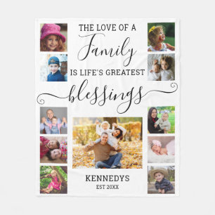 Moderne 11 Foto Collage Familie Liefde Citaat Wit Fleece Deken