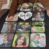Moderne 11 foto collage familie script gepersonali fleece deken