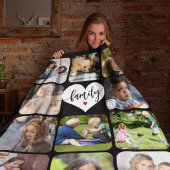 Moderne 11 foto collage familie script gepersonali fleece deken