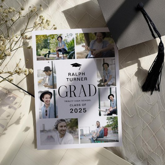 Moderne 11 foto collage GRAD Afstuderen Aankondiging