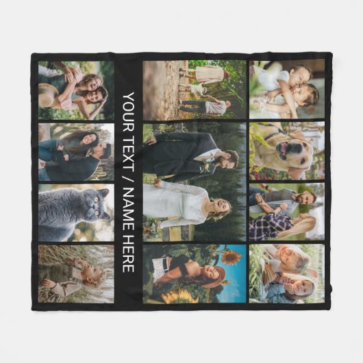 Moderne 11 Multi Fotocollage Keepsake Fleece Deken (Voorkant (Horizontaal))