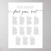 Moderne 11 Tafels Vind Uw Zitplaatskaart Poster (Voorkant)