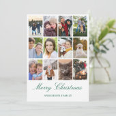 Moderne 12 foto collage Kerstmis Feestdagenkaart (Staand voorkant)