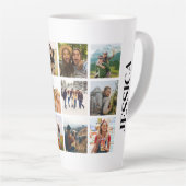 Moderne 12 foto collage monogram naam latte mok (Rechterhoek)