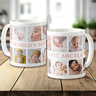 Moderne 12 foto collage Roze Beste Abuela van de W Koffiemok