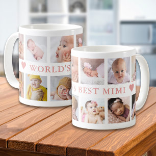 Moderne 12 foto collage Roze Werelds Beste Mimi Koffiemok