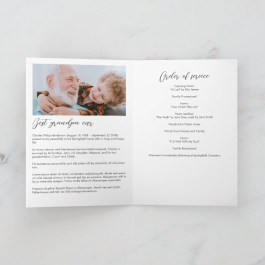 Moderne 12-foto in liefdevolle herinnering gevouwe programma (Binnen)