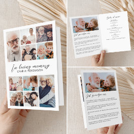 Moderne 12-Foto In Lieve Herinnering Gevouwen Rouw Programma