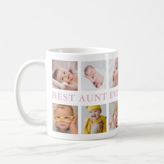 Moderne 12 foto-inkuilroze beste tante ooit koffiemok (Links)