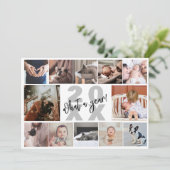 Moderne 12 fotocollage wat een jaar dennen feestdagenkaart (Staand voorkant)
