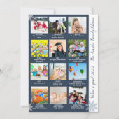 Moderne, 12 jaar foto-collage blauw kerstfeest feestdagenkaart (Voorkant)