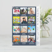 Moderne, 12 jaar foto-collage blauw kerstfeest feestdagenkaart (Staand voorkant)