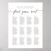 Moderne 12 Tafels Vind uw Zitplaatskaart Poster (Voorkant)