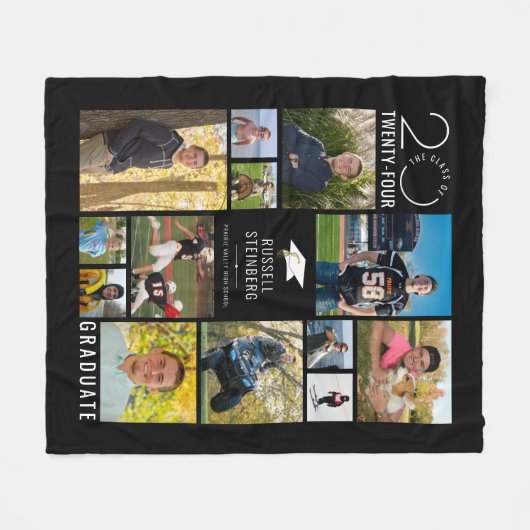 Moderne 13 Fotocollage Klasse Jaar Aangepaste kleu Fleece Deken (Voorkant (Horizontaal))